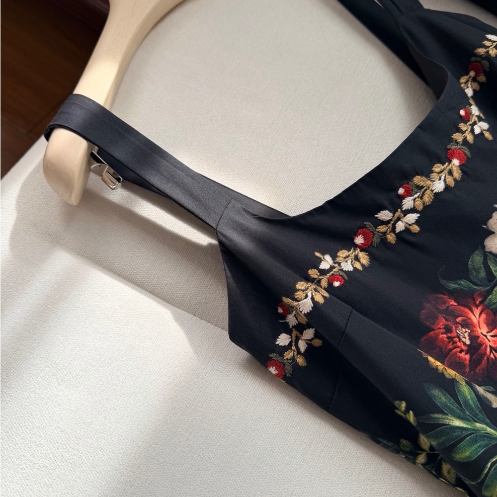 Agua by Agua Bendita Black Floral Midi Dress - Picture 2 of 9